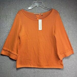 NWT Soft Surroundings Freya Sweater Orange Cable Knit Petite M 10/12 Tangerine